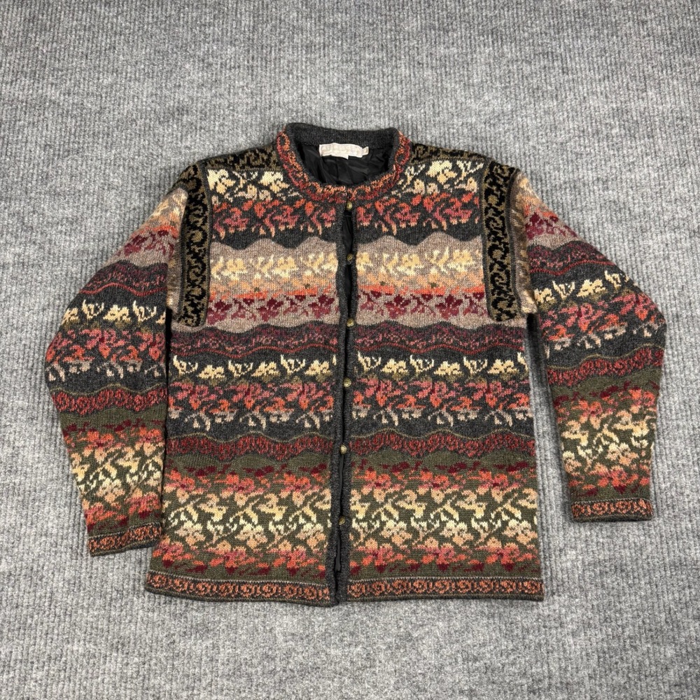 Atlandia Cardigan Shacket Womens S Wool Rayon Blend Fair Isle Nordic Lined Boho